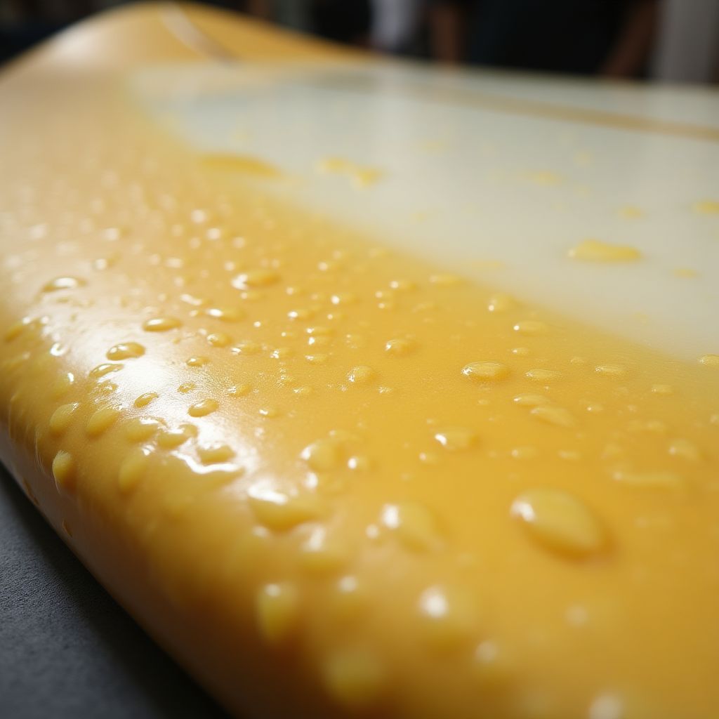 Close-up of a custom-shaped surfboard